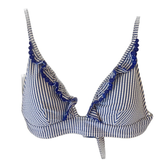 J. Crew Other - J. Crew Bikini Top Seersucker Blue White M